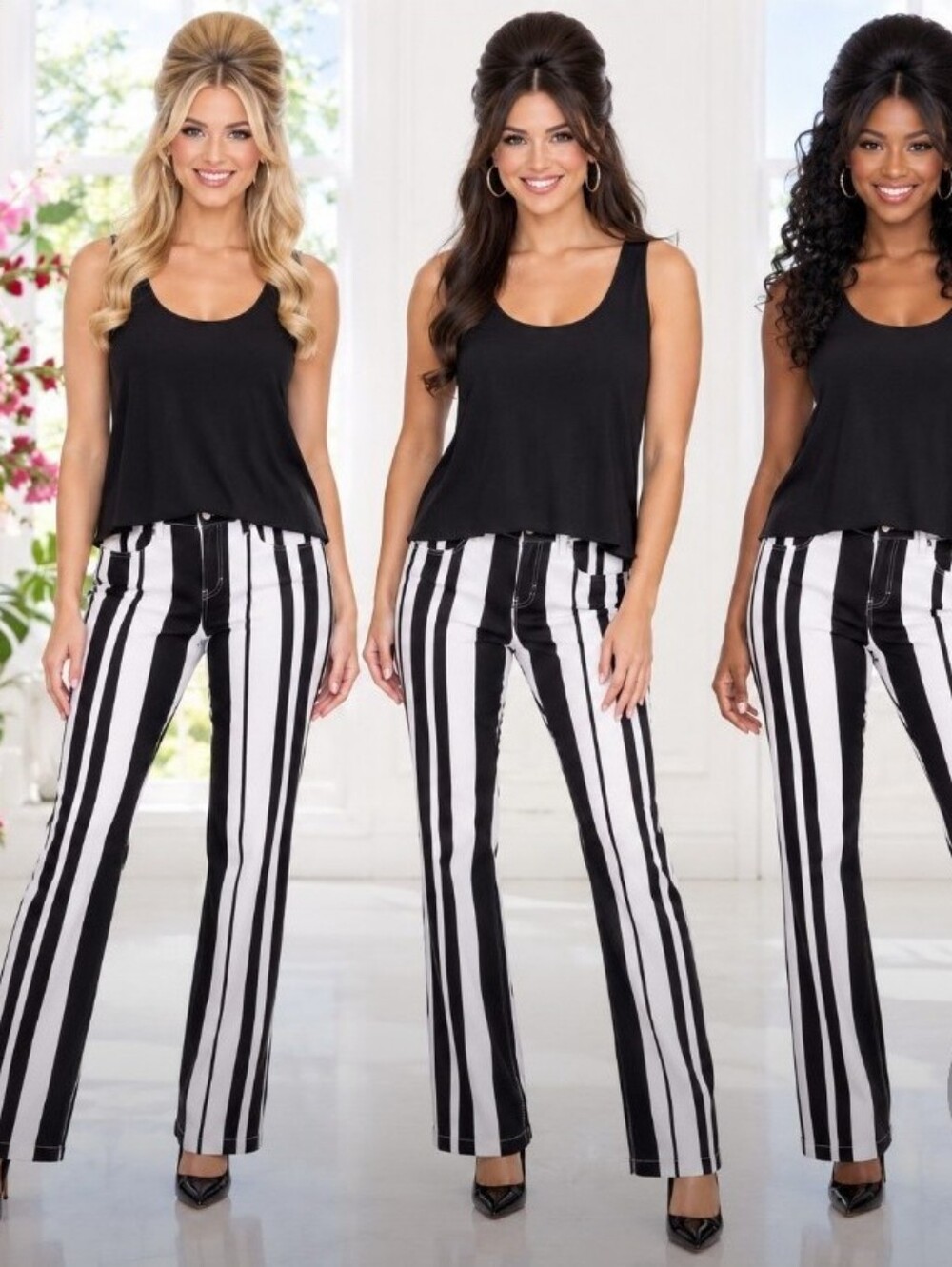 Guess Sz 28 Black & White Vertical Stripe Skinny Pants